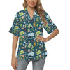 Camping Pattern Print Design 02 Women's Hawaiian Shirt