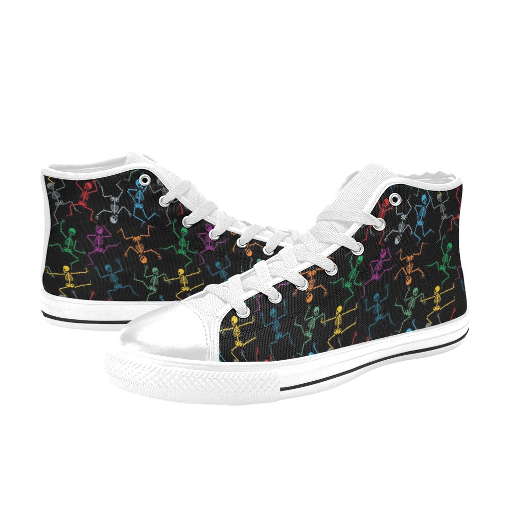 Skeleton Colorful Print Design LKS302 High Top Women's White Shoes