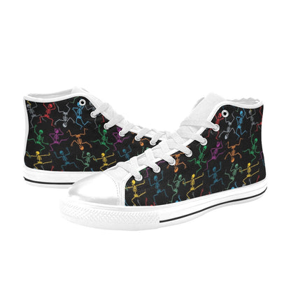 Skeleton Colorful Print Design LKS302 High Top Women's White Shoes