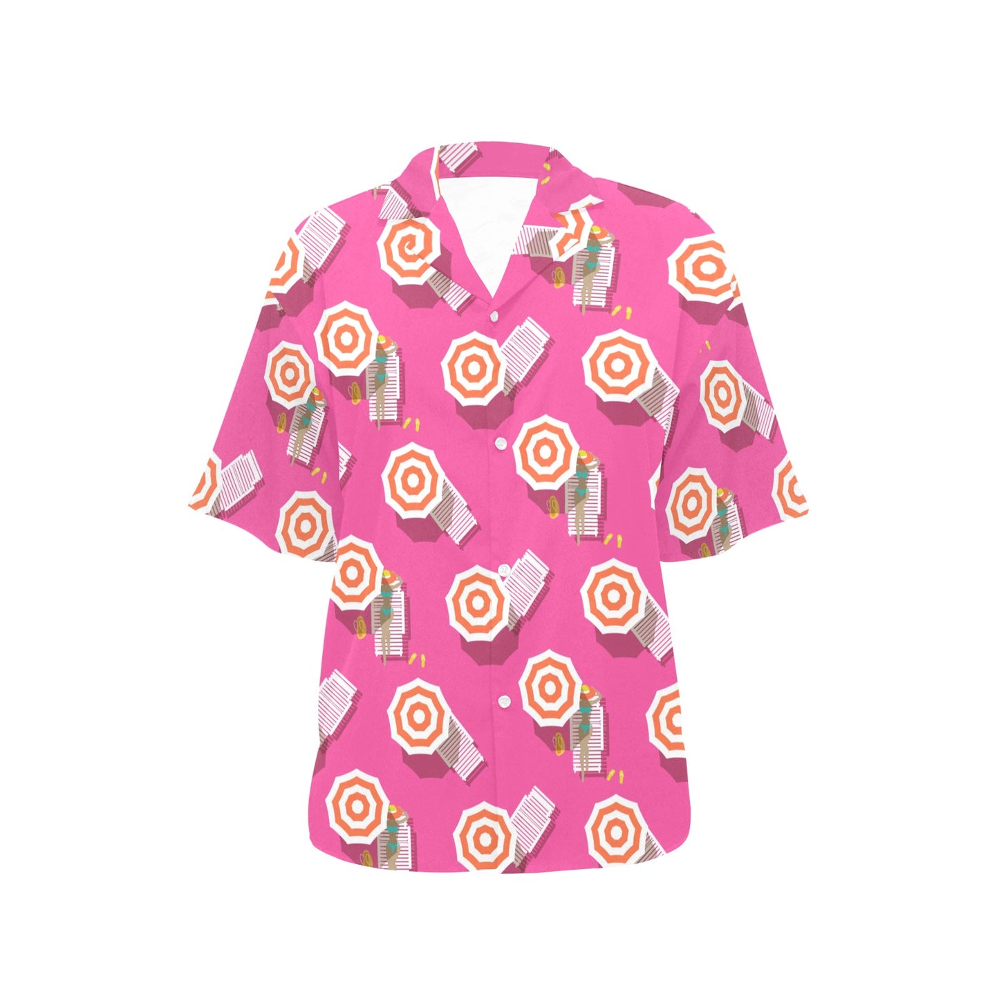 Beach Top View Umbrella Theme Women's Hawaiian Shirt
