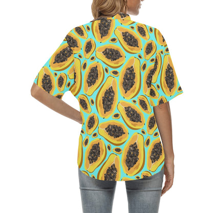 Papaya Pattern Print Design PP03 Women's Hawaiian Shirt