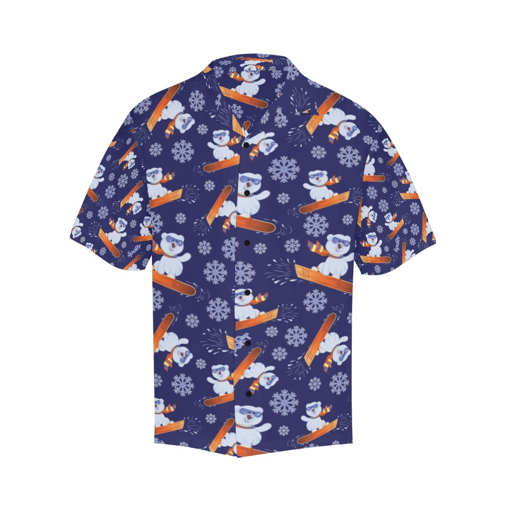 Snowboard Bear Print Design LKS305 Men's Hawaiian Shirt