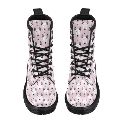 Bull Terrier Pink Print Pattern Women's Boots