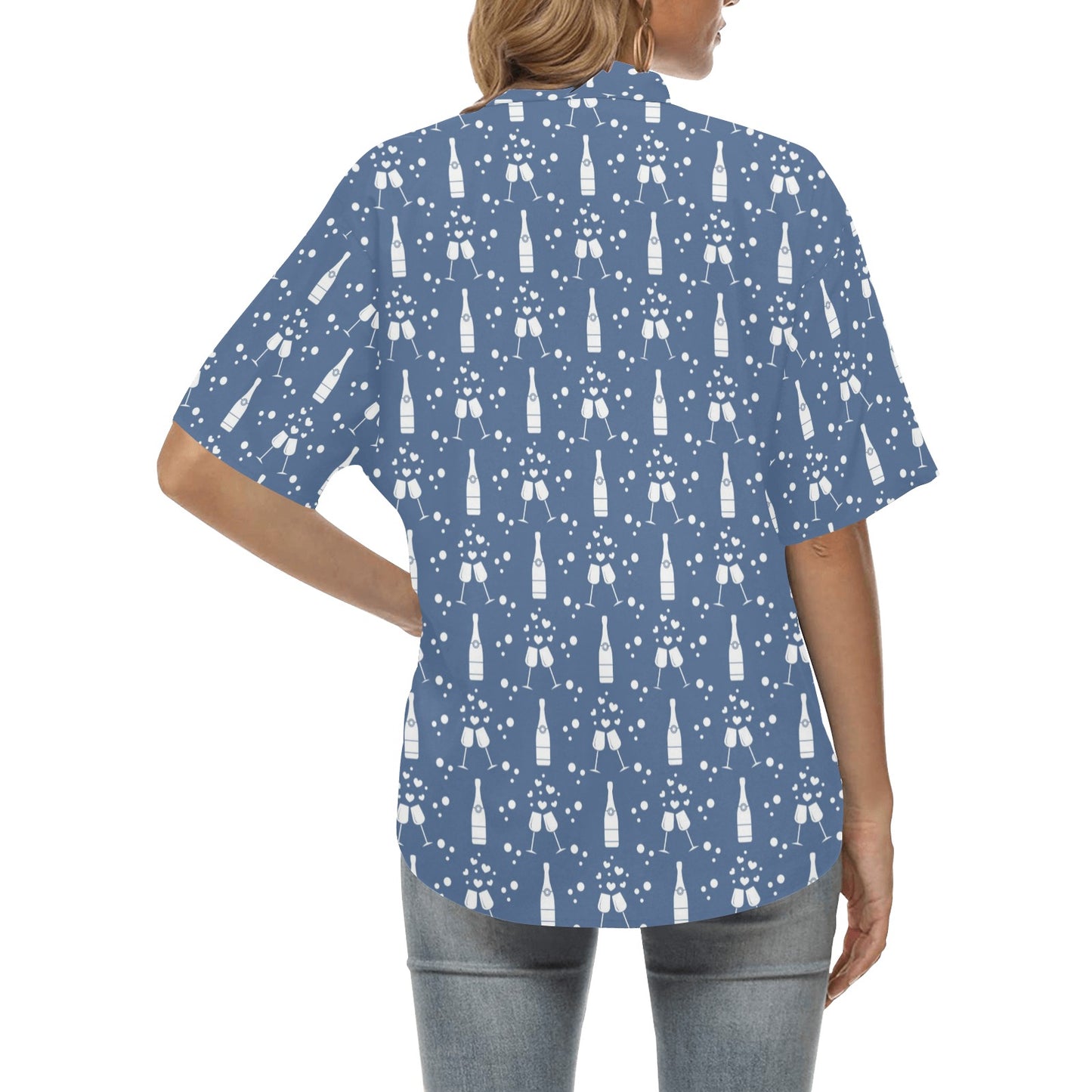 Champagne Pattern Print Design 05 Women's Hawaiian Shirt