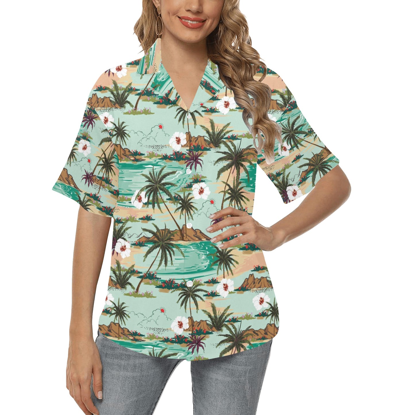Pacific island Pattern Print Design A03 Women's Hawaiian Shirt