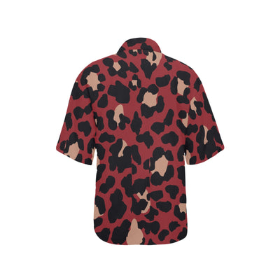 Cheetah Red Print Pattern Women's Hawaiian Shirt