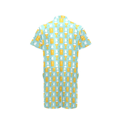 Christian Pattern Print Design 02 Men's Romper