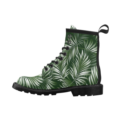 White Green Tropical Palm Leaves Women's Boots