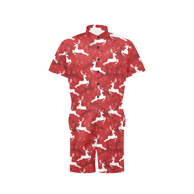Reindeer Red Pattern Print Design 01 Men's Romper