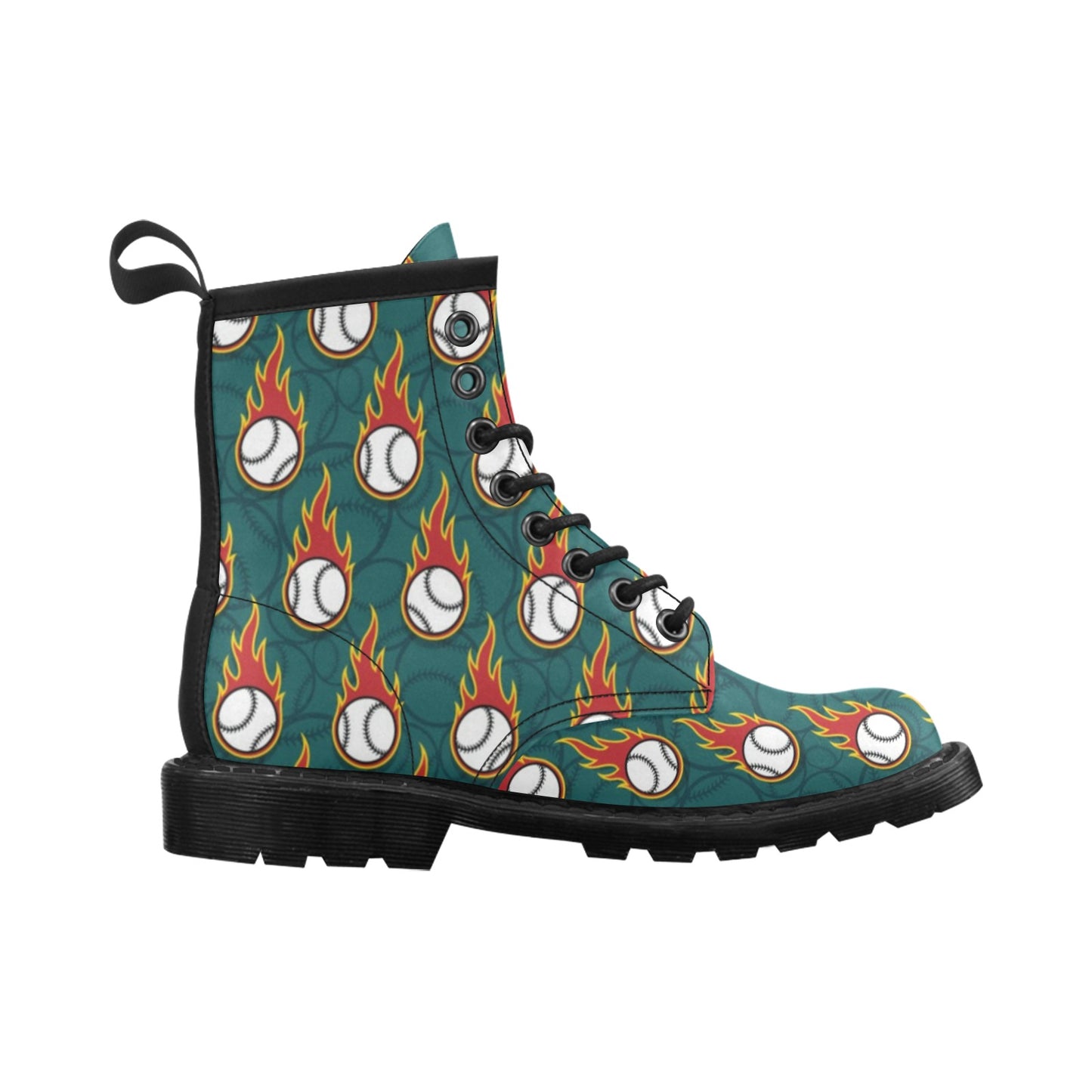 Baseball Fire Print Pattern Women's Boots