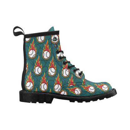 Baseball Fire Print Pattern Women's Boots