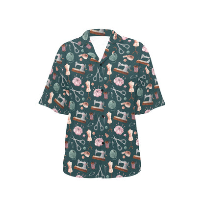 Sewing Equipment Print Design LKS307 Women's Hawaiian Shirt