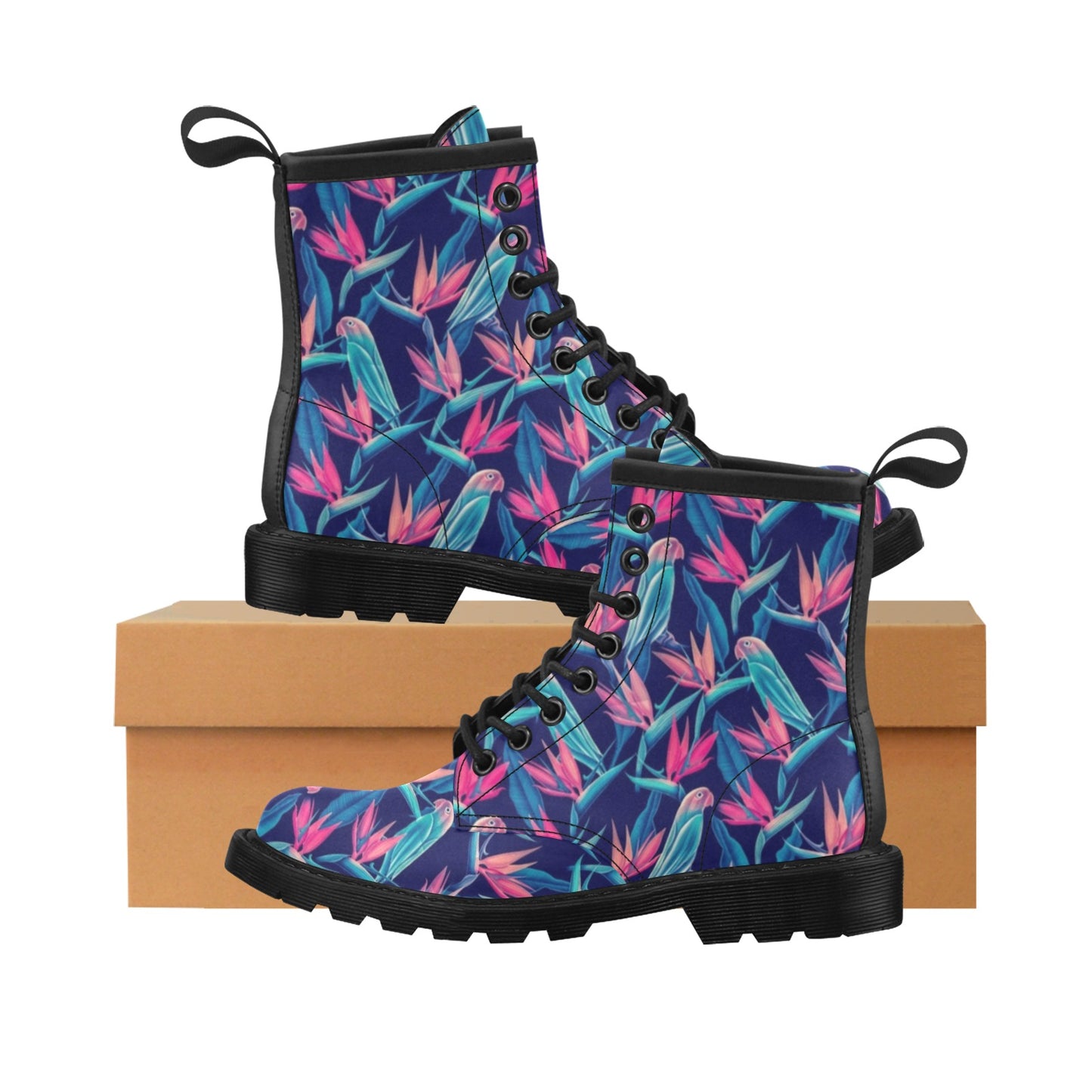 Tropical Flower Pattern Print Design TF024 Women's Boots