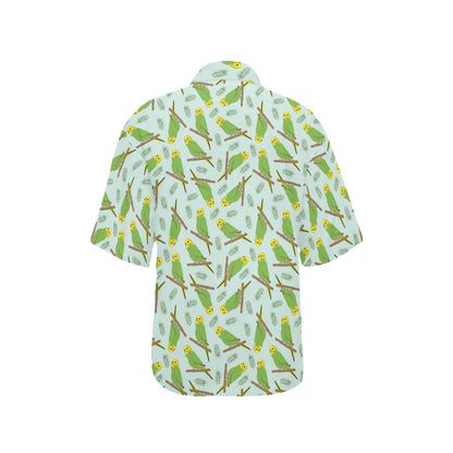 Budgerigar Pattern Print Design 04 Women's Hawaiian Shirt