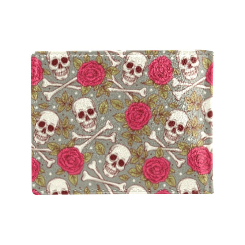 Skull Bone Rose Print Design LKS303 Men's ID Card Wallet