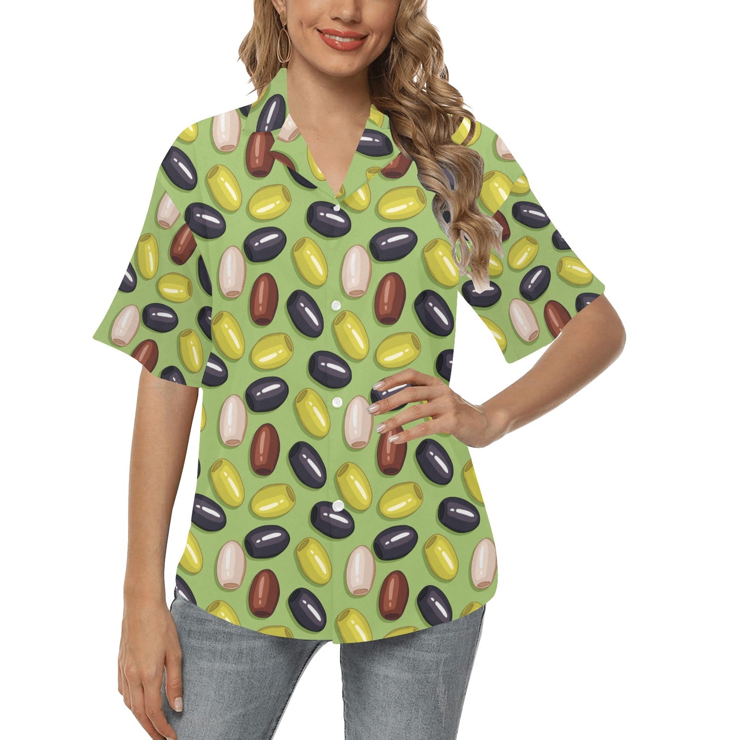 Olive Print Design LKS301 Women's Hawaiian Shirt