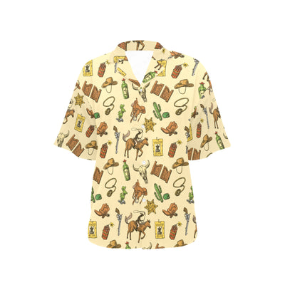 Cowboy Pattern Print Design 04 Women's Hawaiian Shirt