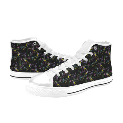 Safety Pin Print Design LKS304 High Top Women's White Shoes