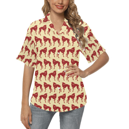 Whippets Print Design LKS301 Women's Hawaiian Shirt