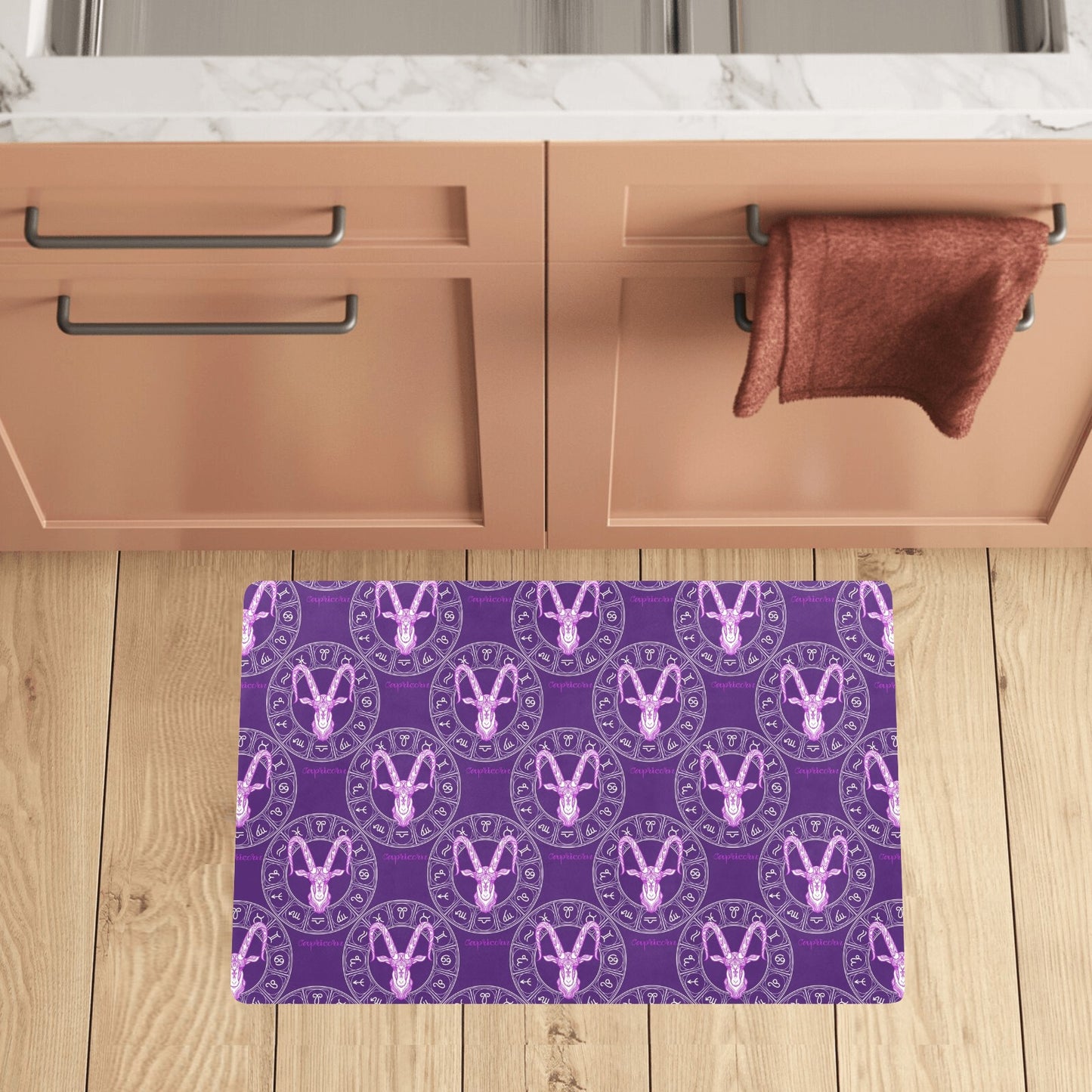 Capricorn Zodiac Pattern Print Design 04 Kitchen Mat