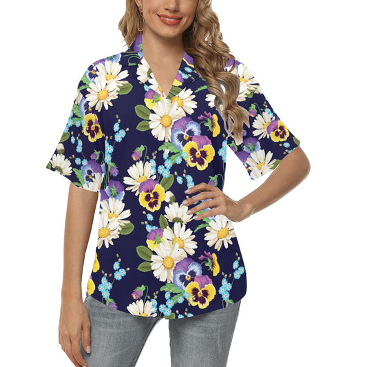 Pansy Pattern Print Design PS03 Women's Hawaiian Shirt