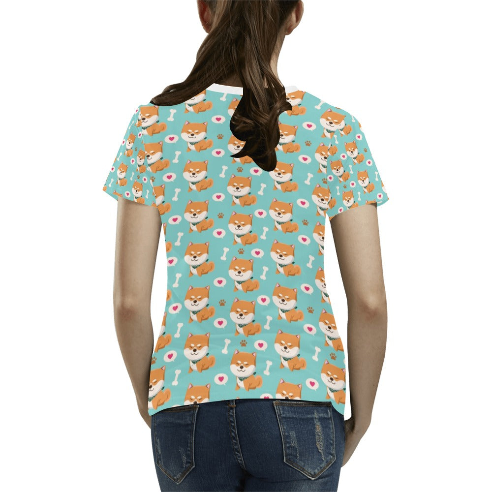 Shiba Inu Print Design LKS3013 Women's  T-shirt