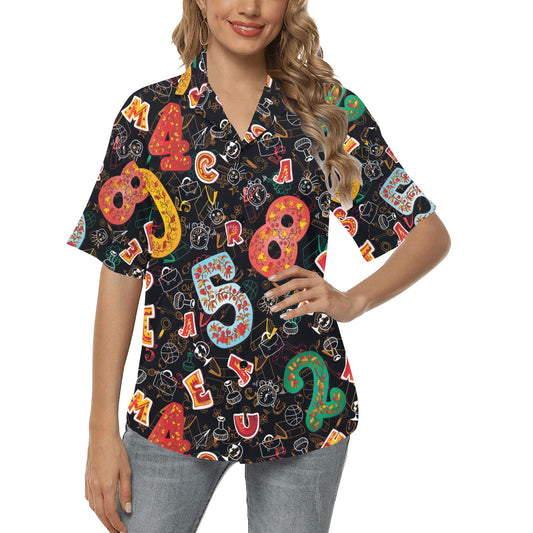 Number Pattern Print Design A03 Women's Hawaiian Shirt