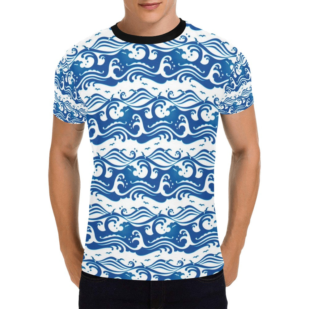 Wave Print Design LKS303 Men's All Over Print T-shirt