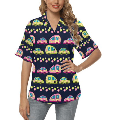 Camper Cute Camping Design No 3 Print Women's Hawaiian Shirt