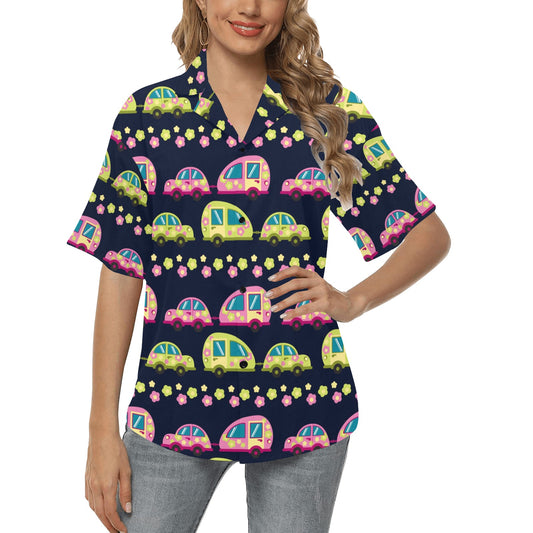 Camper Cute Camping Design No 3 Print Women's Hawaiian Shirt