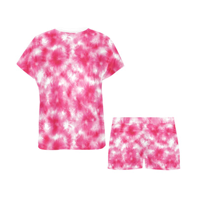 Tie Dye Pink Print Design LKS304 Women's Short Pajama Set