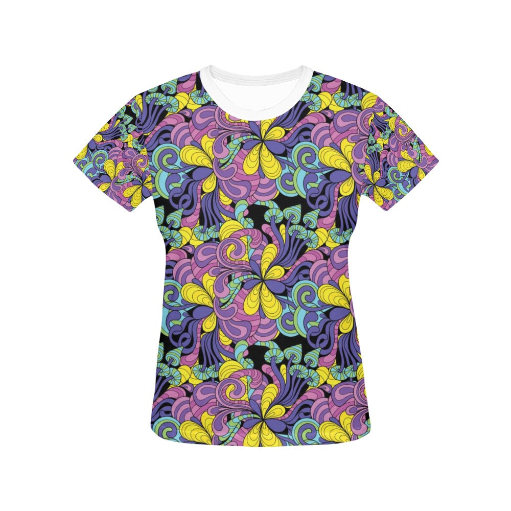 Trippy Print Design LKS305 Women's  T-shirt
