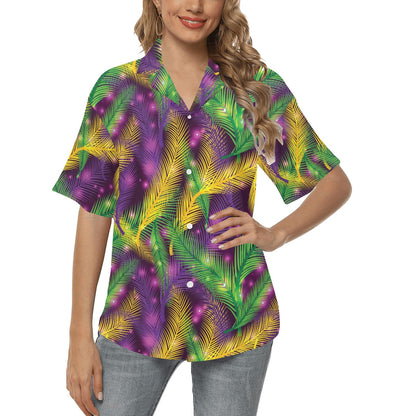 Mardi Gras Pattern Print Design 09 Women's Hawaiian Shirt