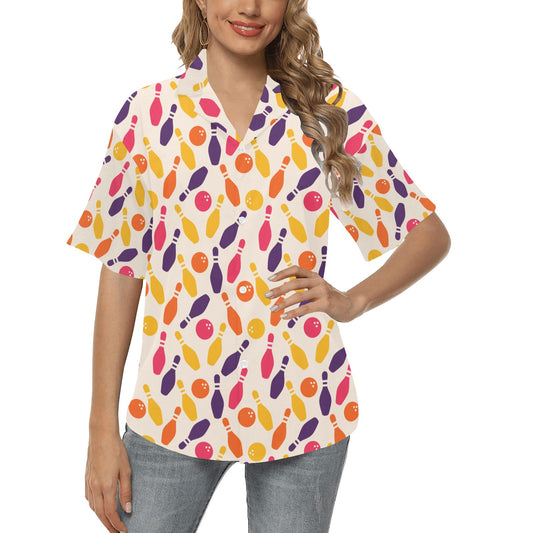 Bowling Pattern Print Design 06 Women's Hawaiian Shirt