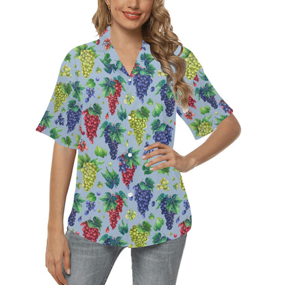 Grape Pattern Print Design GP06 Women's Hawaiian Shirt
