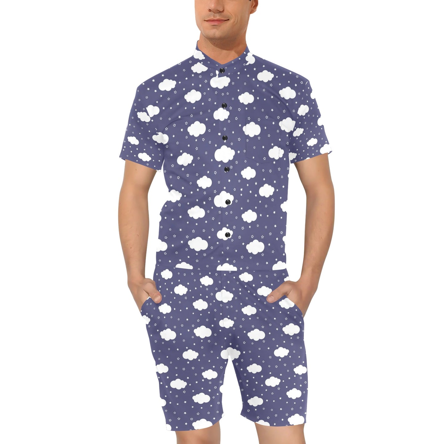 Cloud Pattern Print Design 03 Men's Romper