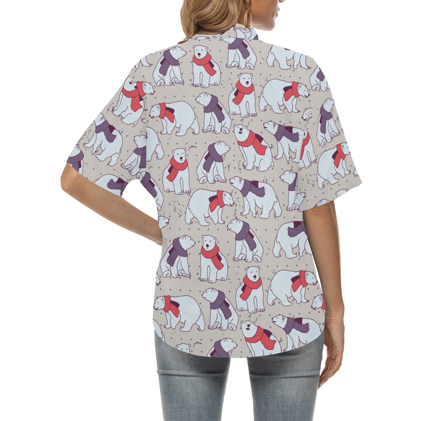 Polar Bear Pattern Print Design PB04 Women's Hawaiian Shirt