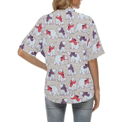 Polar Bear Pattern Print Design PB04 Women's Hawaiian Shirt