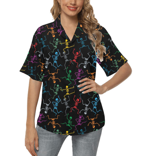 Skeleton Colorful Print Design LKS302 Women's Hawaiian Shirt