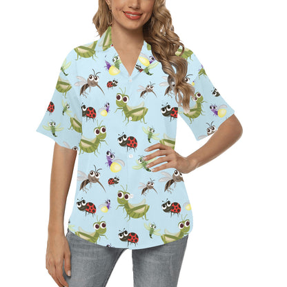 Ladybug Pattern Print Design 01 Women's Hawaiian Shirt