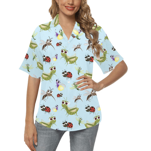 Ladybug Pattern Print Design 01 Women's Hawaiian Shirt