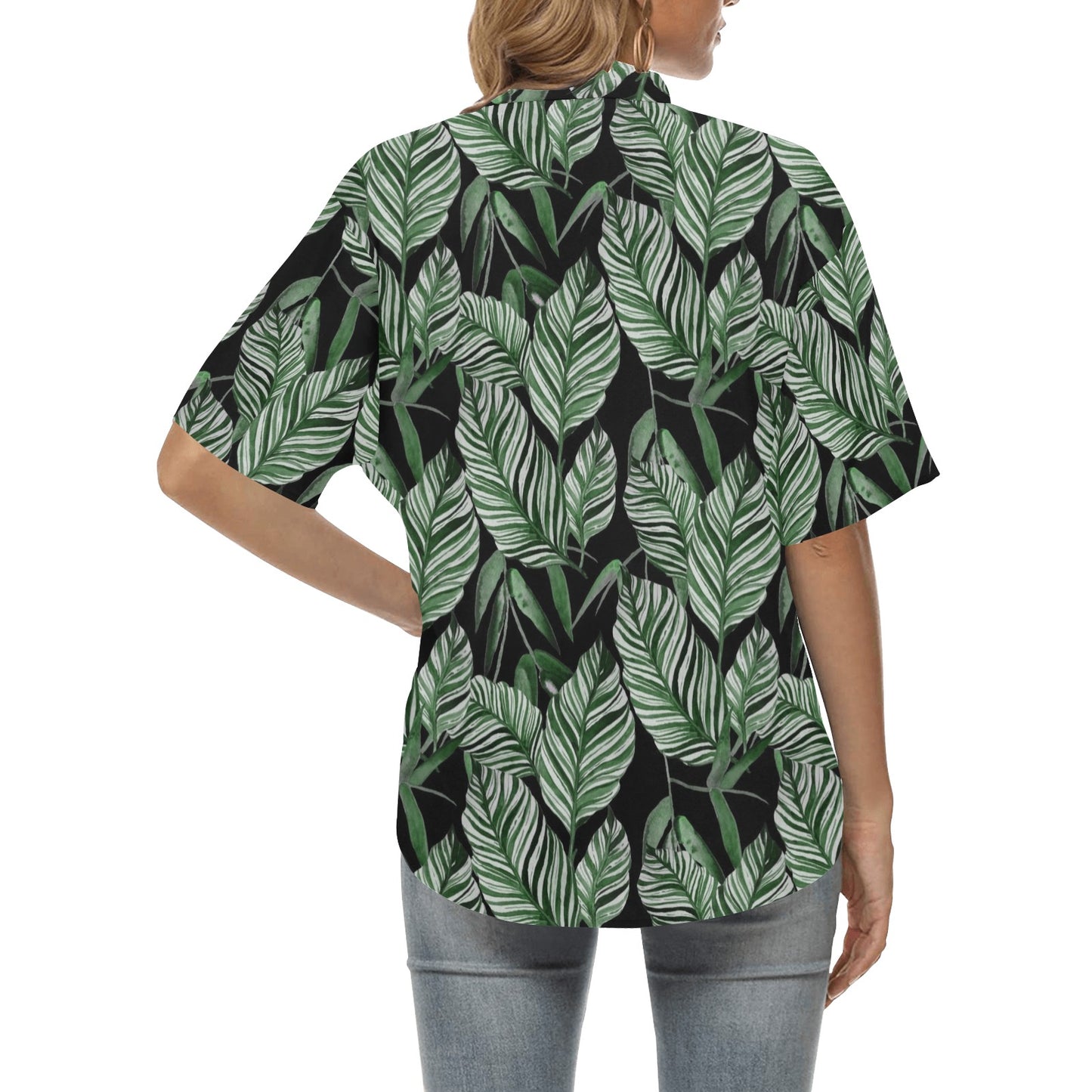 Palm Leaves Pattern Print Design PL09 Women's Hawaiian Shirt
