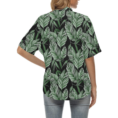 Palm Leaves Pattern Print Design PL09 Women's Hawaiian Shirt