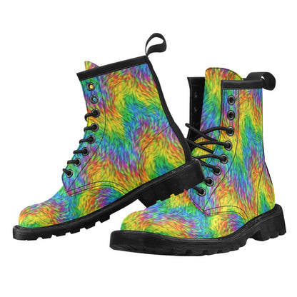 Rainbow Fur Design Print Women's Boots