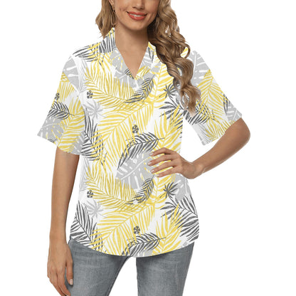 Palm Leaves Pattern Print Design PL012 Women's Hawaiian Shirt
