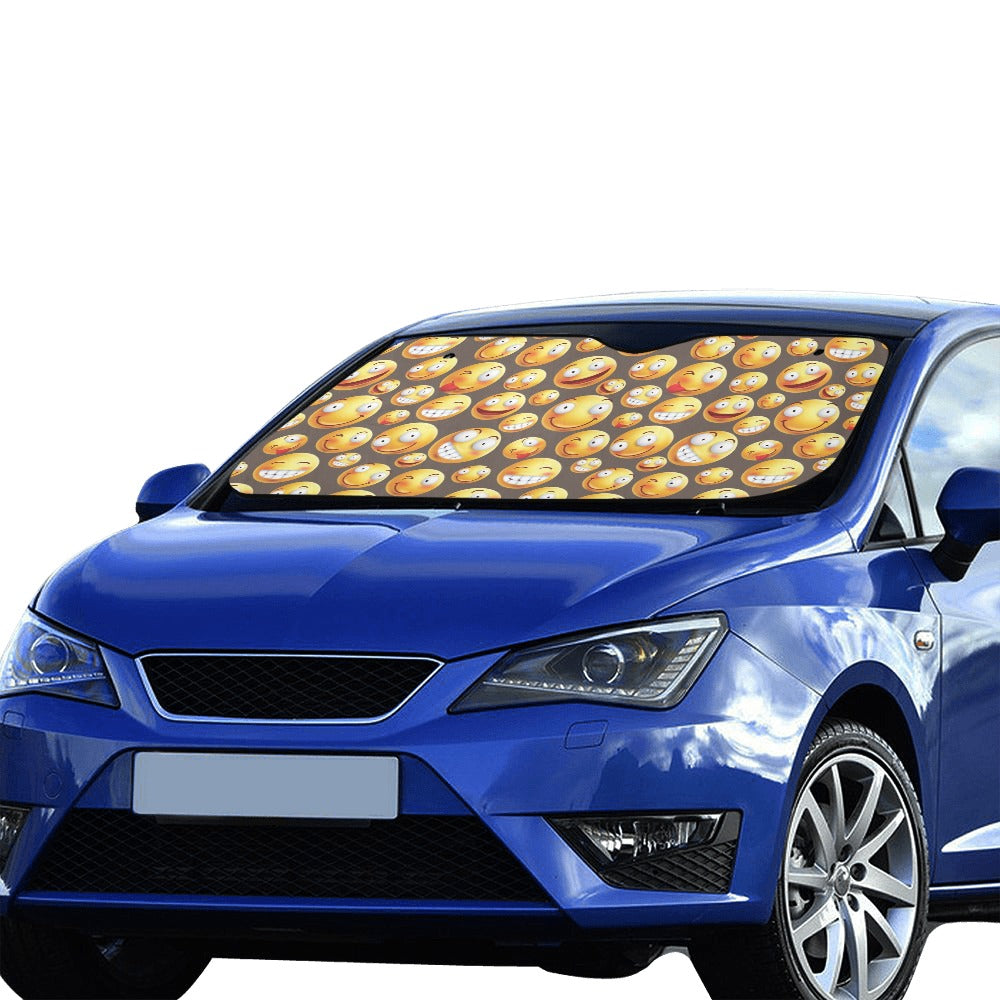 Smiley Face Emoji Print Design LKS303 Car front Windshield Sun Shade