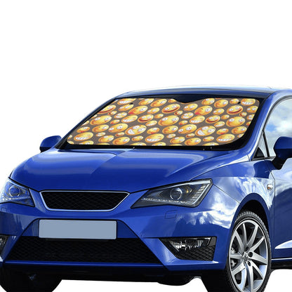 Smiley Face Emoji Print Design LKS303 Car front Windshield Sun Shade