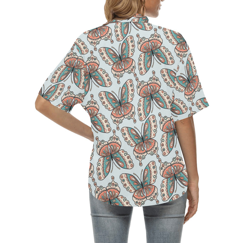 Butterfly Pattern Women's Hawaiian Shirt