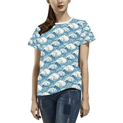 Wave Japan Style Print Design LKS304 Women's  T-shirt