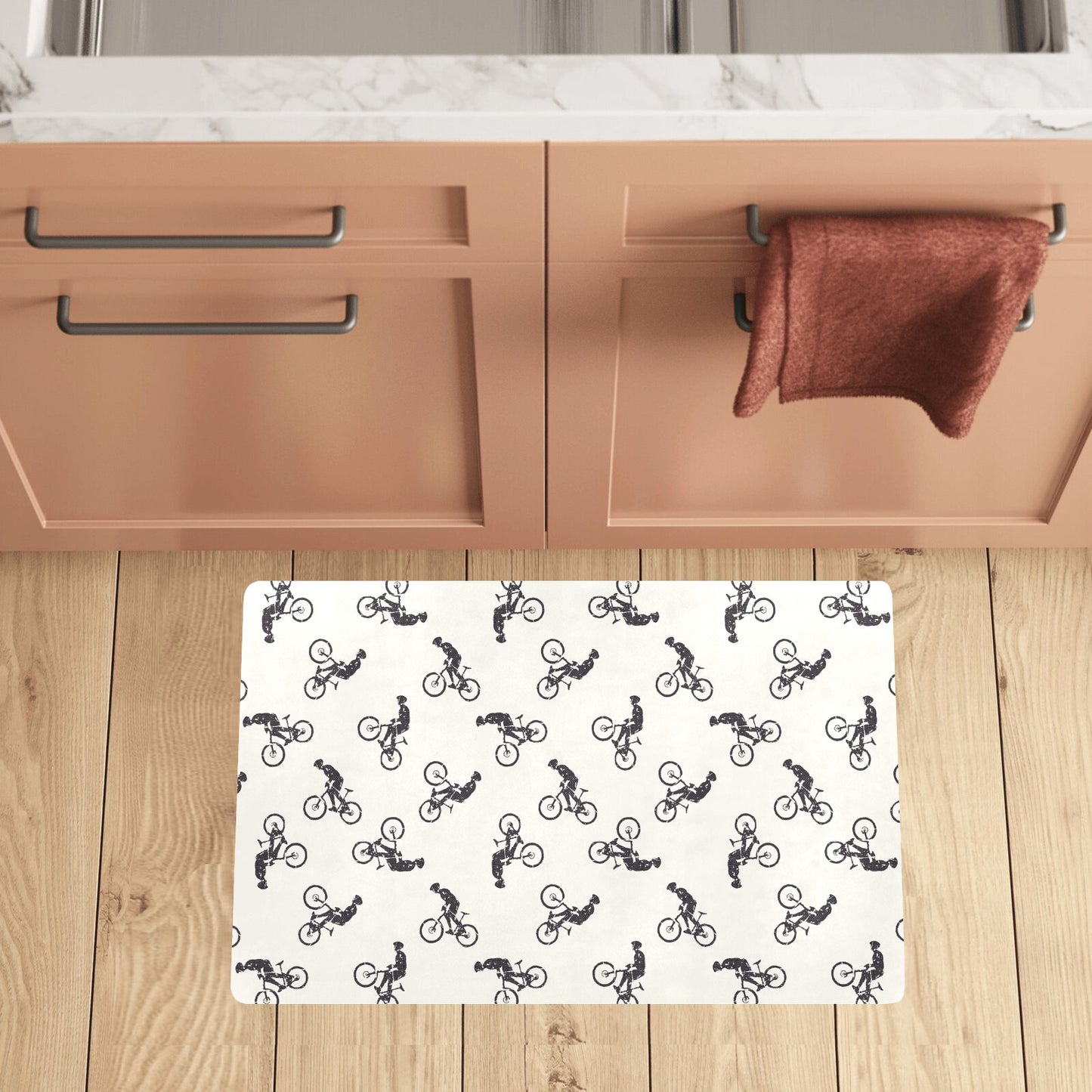 Mountain bike Pattern Print Design 01 Kitchen Mat